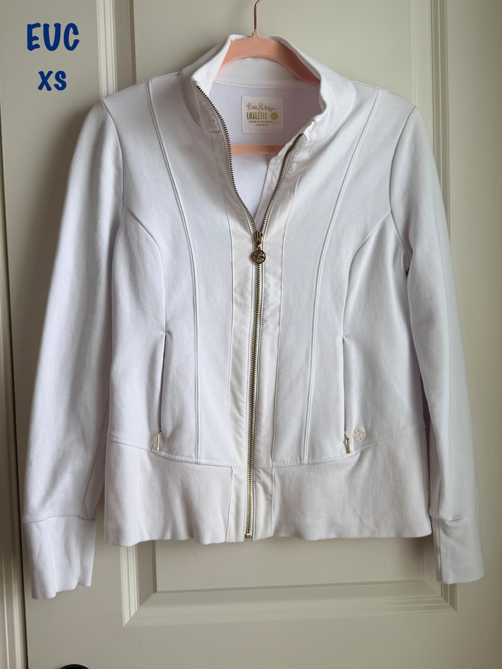 Lilly Pulitzer White Zip-Front luxletic Jacket